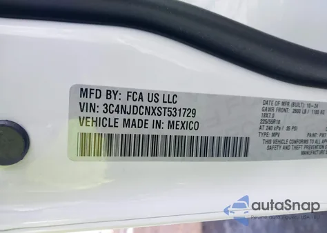 2025 Jeep Compass Limited 4X4 из США, поврежденный, VIN 3C4NJDCNXST531729